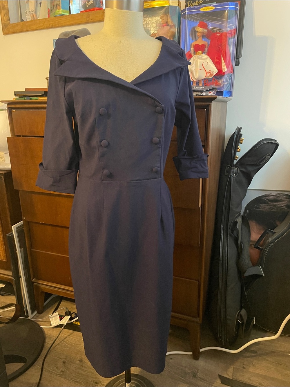 Vintage style Navy Midi Dress